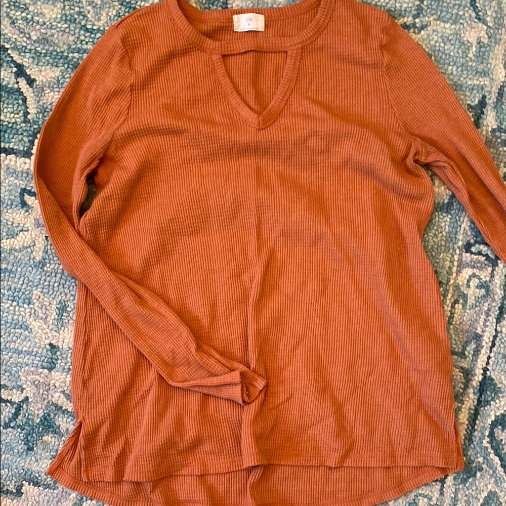 Women's Rust Long Sleeve waffle thermal Top